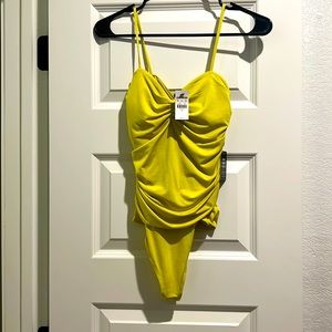 Express body contour ruched bodysuit